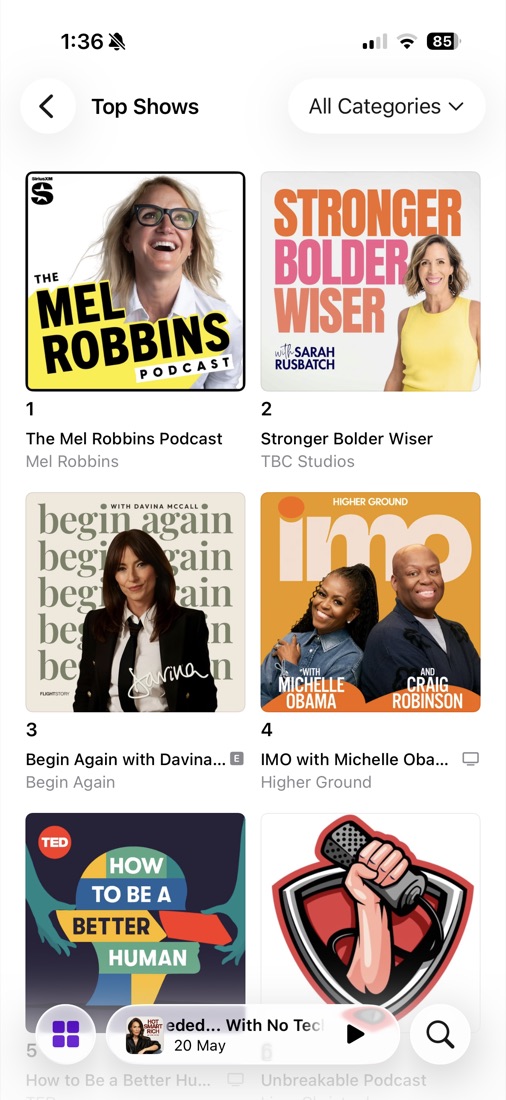 Stronger Bolder Wiser at #2 on Apple Podcasts, after The Mel Robbins Podcast