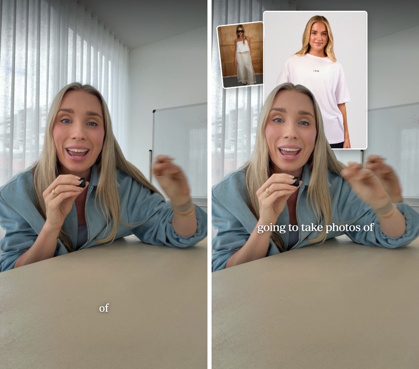 Free: one word, bottom of frame. Studio: your photos on screen as you say them